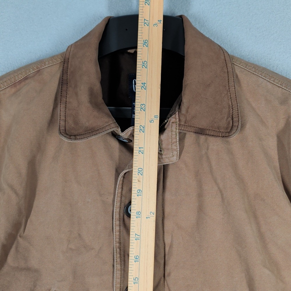 Gap Jacket Mens XL Brown Cotton Canvas Barn‎ Leather Collar Quilted Lining - Picture 5 of 13